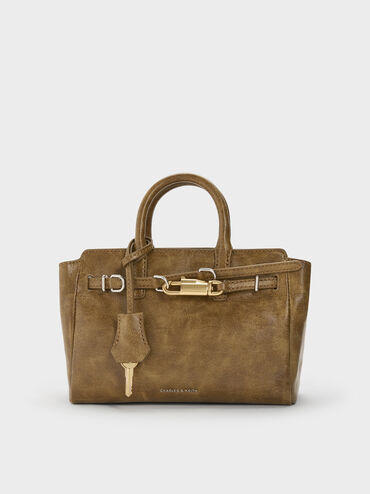 กระเป๋าโท้ทขนาดมินิรุ่น Delfina, สีวอลนัทบราวน์, hi-res