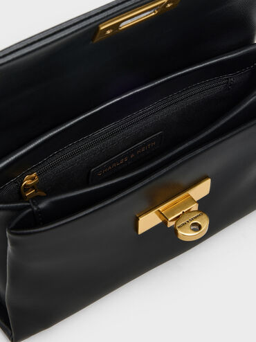 กระเป๋าสตางค์พร้อมสายโซ่รุ่น Kerry, สีดำ, hi-res