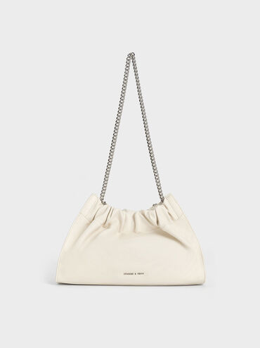 Cyrus Slouchy Chain-Handle Bag, สีครีม, hi-res