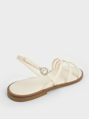 Asymmetric Triple-Strap Sandals, สีชอล์ค, hi-res