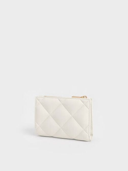 Gemma Quilted Card Holder, White, hi-res