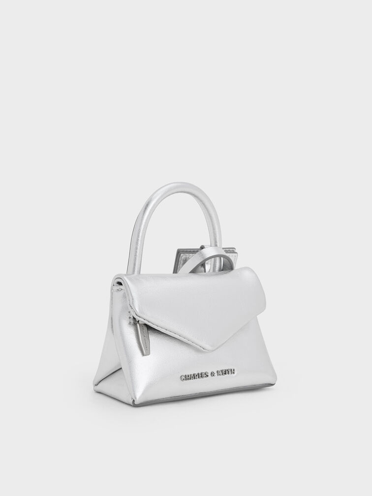 Andromeda Metallic Micro Bag Charm, Silver, hi-res