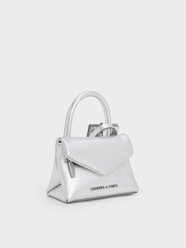 Andromeda Metallic Micro Bag Charm, Silver, hi-res