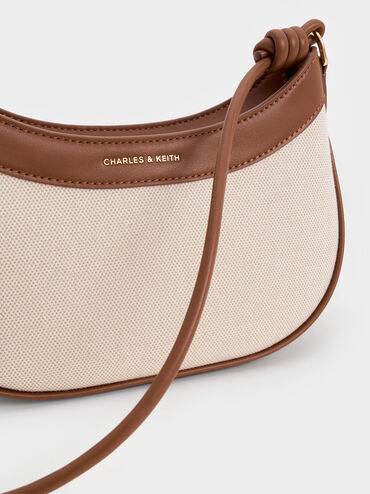 Sabine Canvas Knotted-Strap Curved Shoulder Bag, Chocolate, hi-res