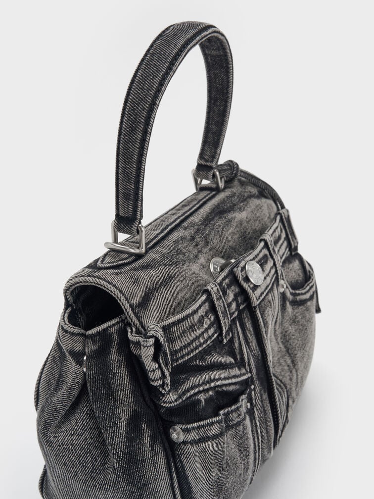 Arita Denim Jeans Top Handle Bag, Denim Noir, hi-res