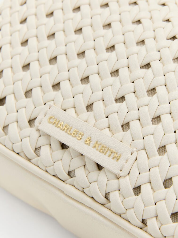 กระเป๋าสะพายข้างดีเทลงานสานรุ่น Azure, สีครีม, hi-res