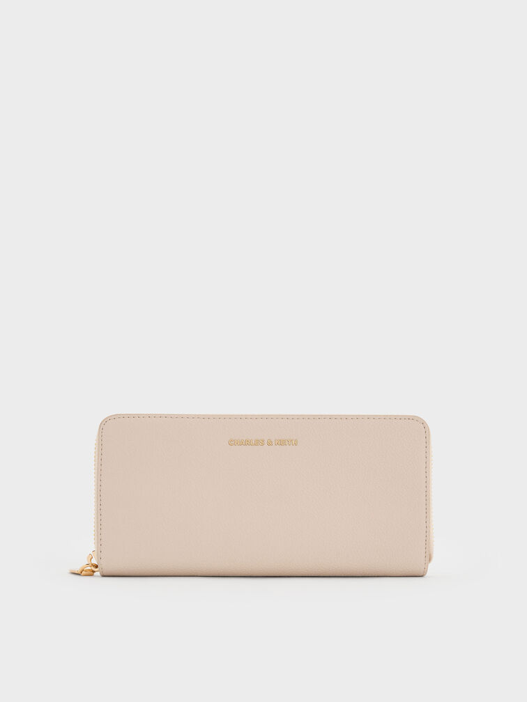 กระเป๋าสตางค์ใบยาวดีไซน์ที่ปิดแบบซิปรอบรุ่น Dulcie, สีโอ๊ต, hi-res
