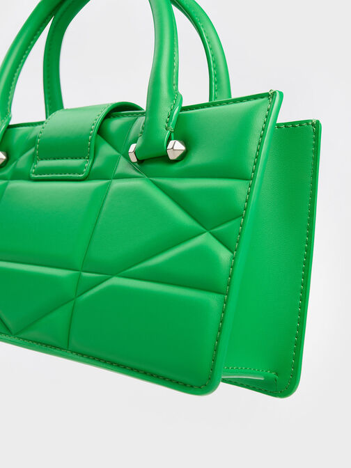 Blanche Quilted Top Handle Bag, Green, hi-res