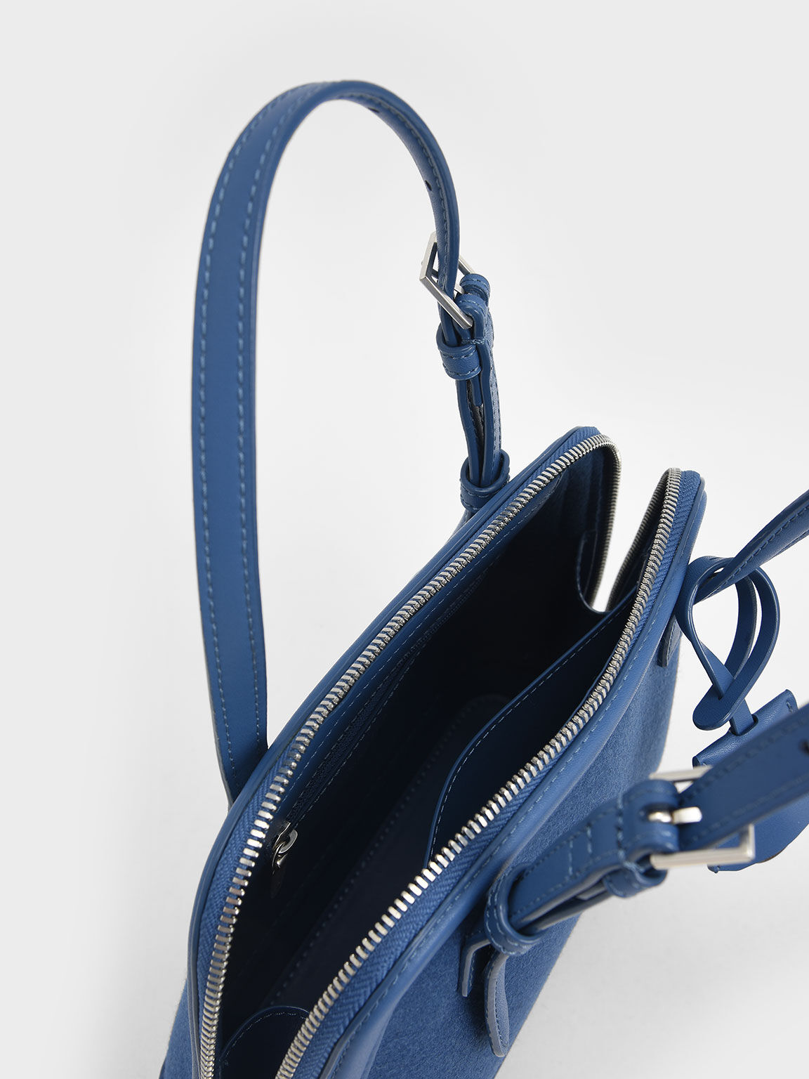 Enola Textured Double Handle Structured Bag, Blue, hi-res