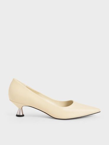 Spool Heel Pumps, สีชอล์ค, hi-res