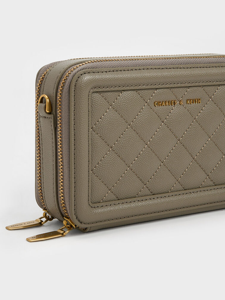 Quilted Boxy Long Wallet, สีกากี, hi-res