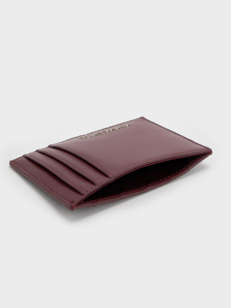กระเป๋าใส่บัตรดีไซน์แบบสานรุ่น Ivette, สีไวน์เบอร์รี่เรด, hi-res