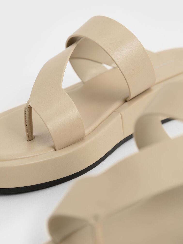 Toe-Loop Platform Sandals, สีเบจ, hi-res