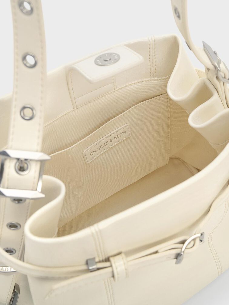 Bryna Belted Bucket Bag, Cream, hi-res
