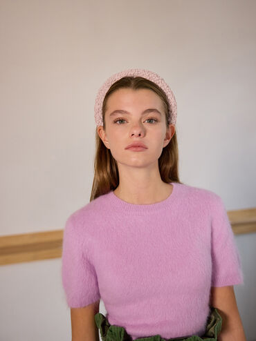 Furry Headband, Pink, hi-res