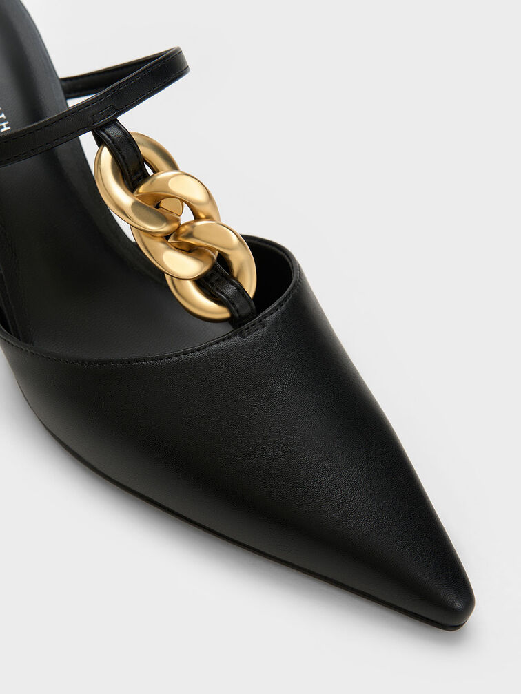 Chunky Chain-Link Heeled Mules, , hi-res