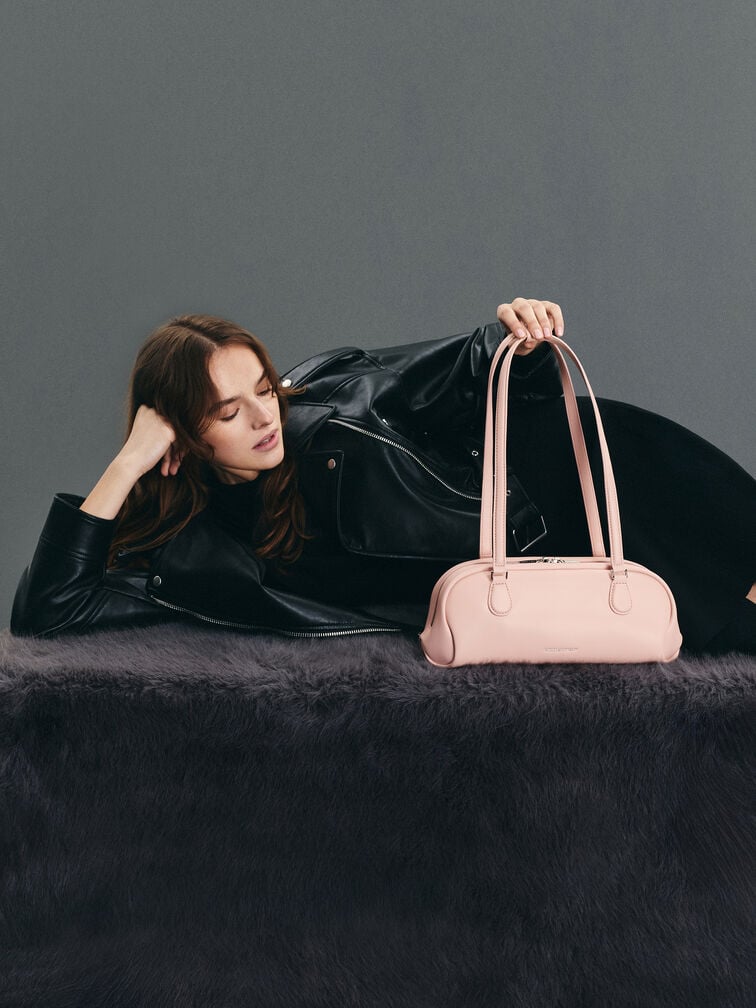 Nelly Elongated Shoulder Bag, Light Pink, hi-res