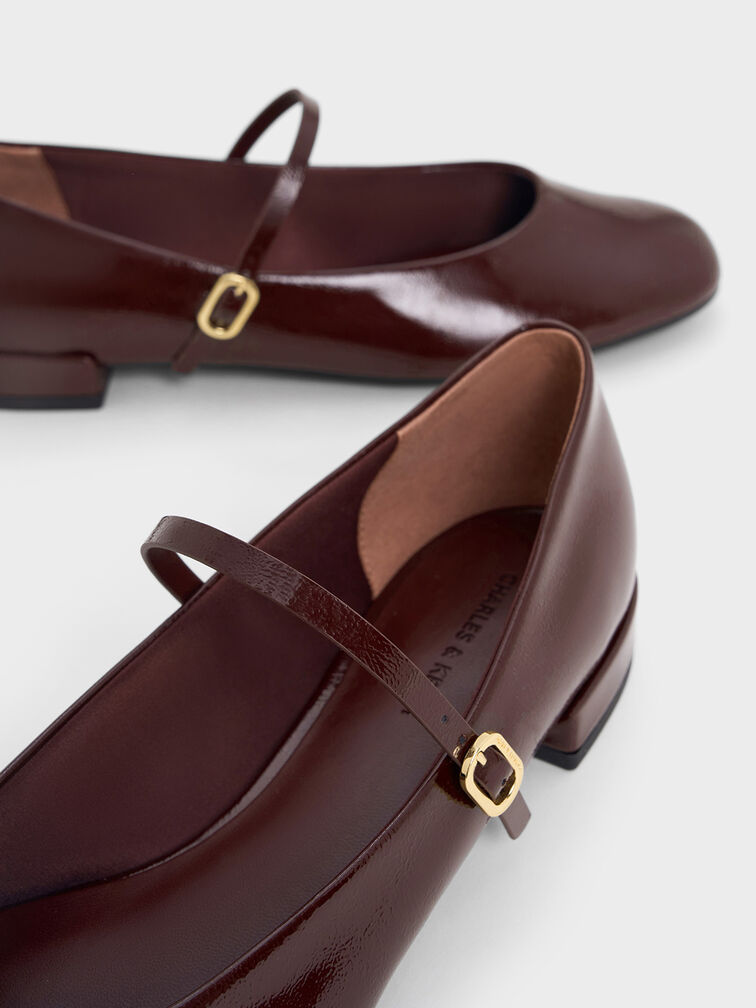 Gertrude Patent Round-Toe Mary Janes, Burgundy, hi-res