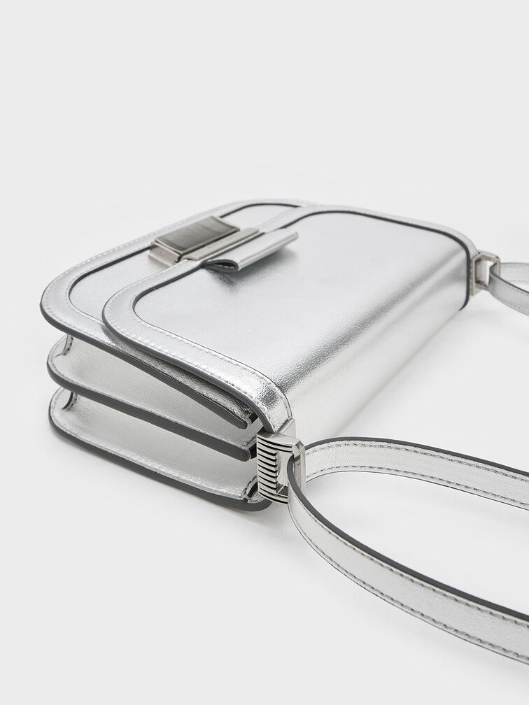 Metallic Charlot Bag, สีเงิน, hi-res