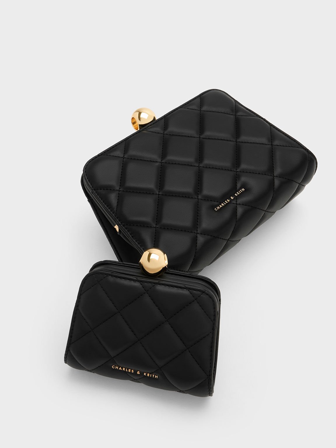 Gift Set Black Mini Quilted Chain Bag CHARLES KEITH TH