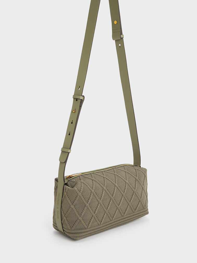 Willa Knitted Shoulder Bag, Khaki, hi-res