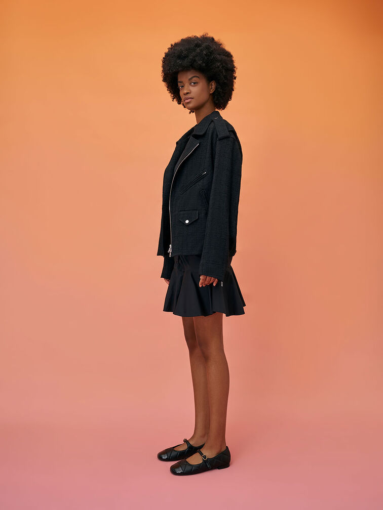 Cap-Toe Quilted Mary Janes, Black, hi-res