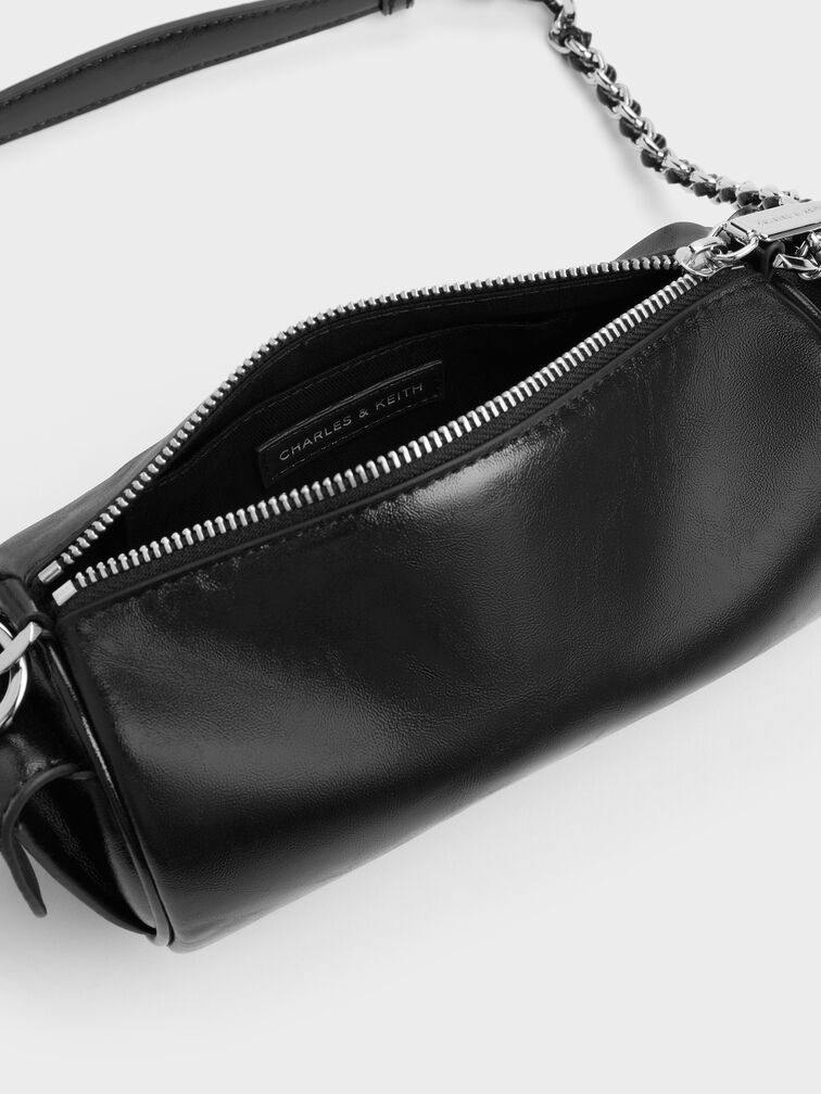 Lottie Side-Pocket Chain Shoulder Bag, Noir, hi-res