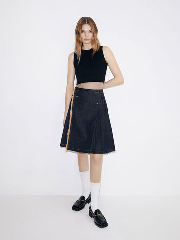Lexie Metallic-Accent Loafers, หนังเงาสีดำ, hi-res