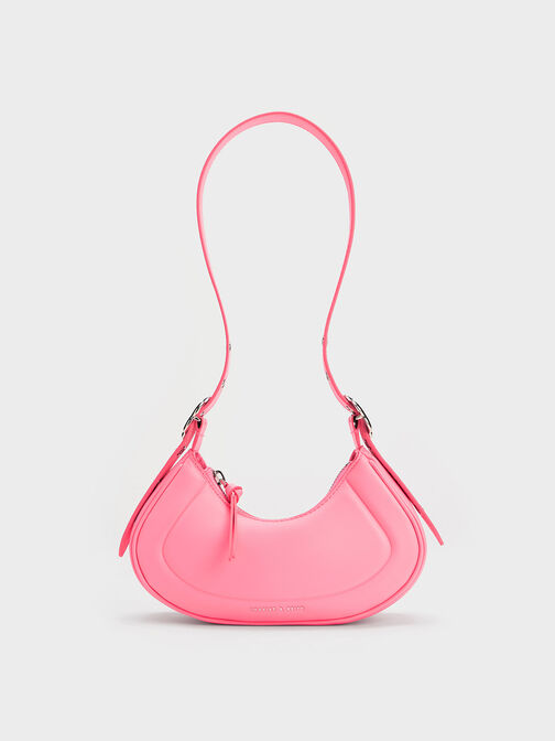 Petra Curved Shoulder Bag, สีชมพู, hi-res