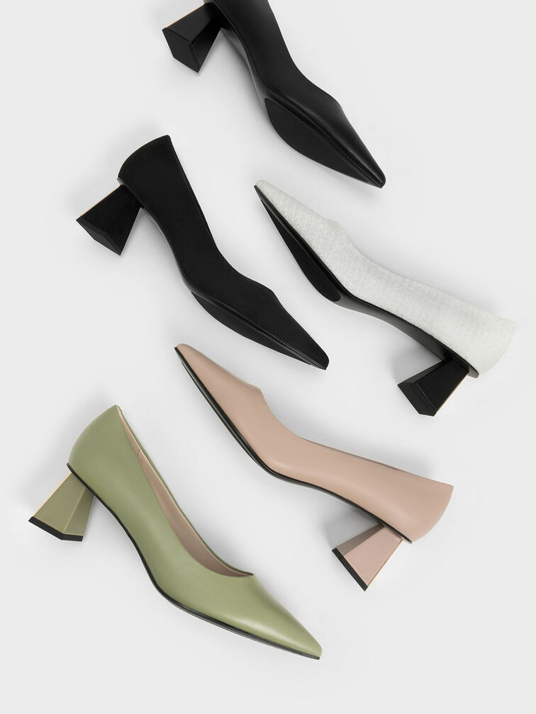 Tweed Trapeze Kitten Heel Pumps, , hi-res