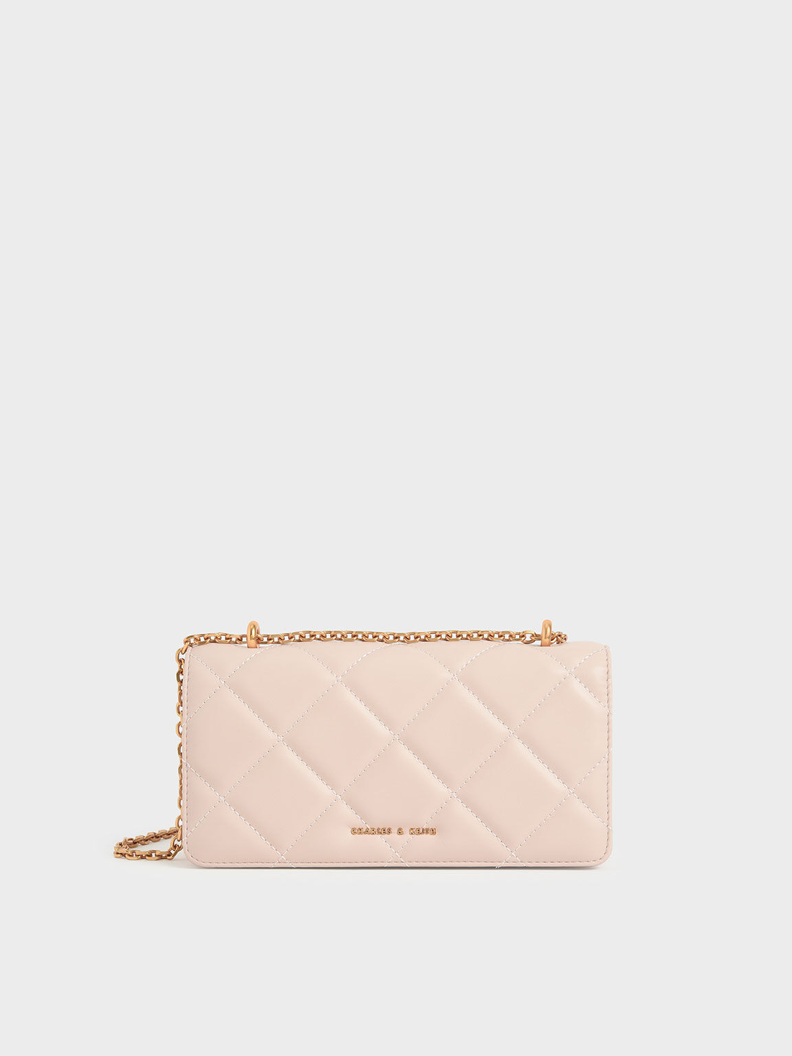 Paffuto Chain Handle Quilted Long Wallet, Light Pink, hi-res
