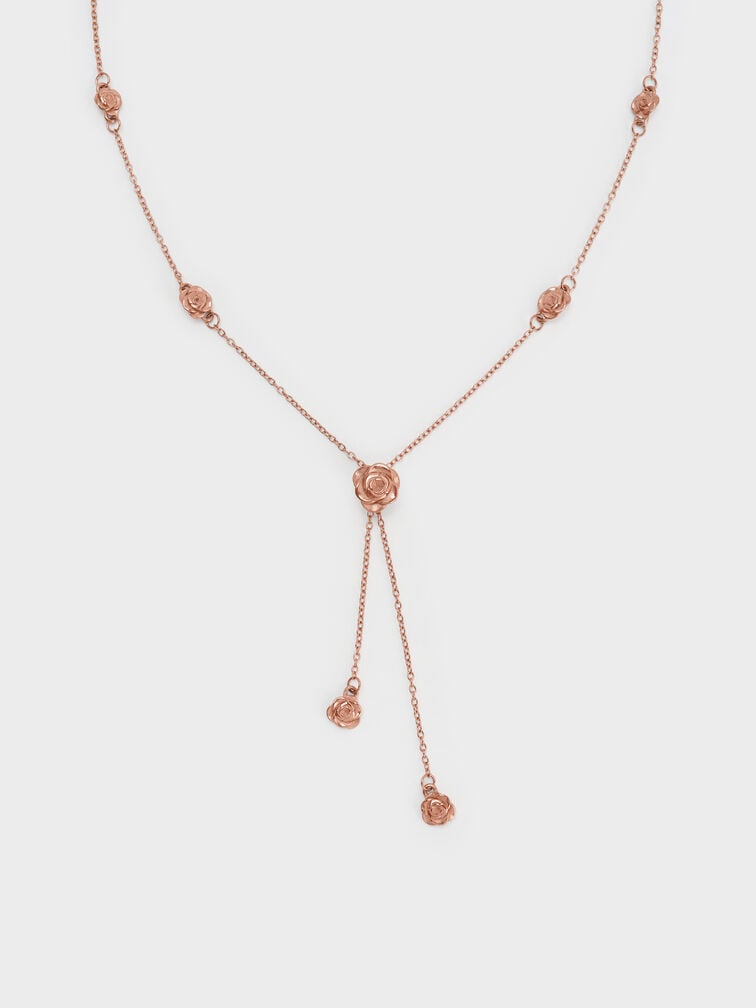 Rosalind Flower-Motif Necklace, Brushed Rose Gold, hi-res