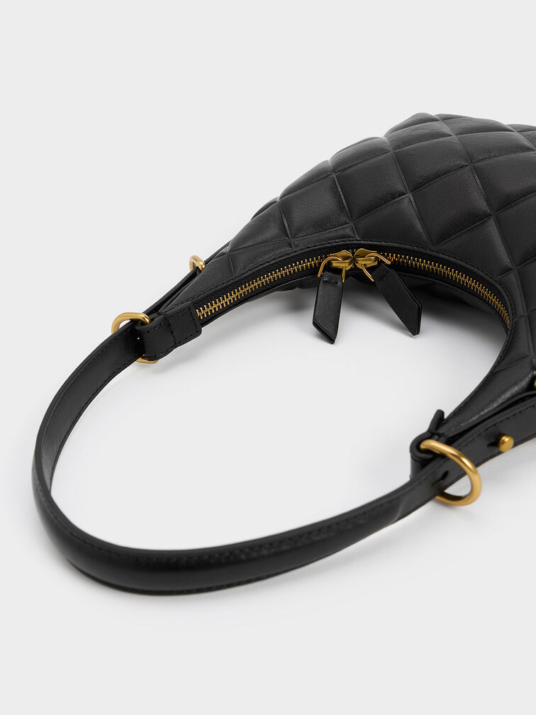 Swing Padlock Quilted Crescent Bag, , hi-res