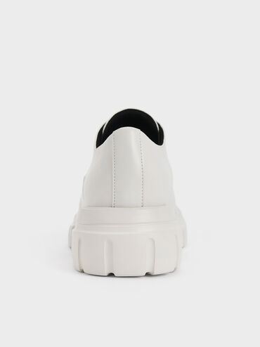 Lace-Up Chunky Oxfords, White, hi-res