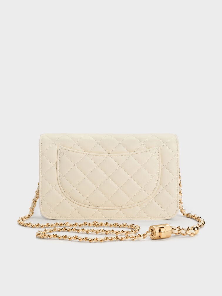 Cressida Quilted Push-Lock Clutch, Cream, hi-res
