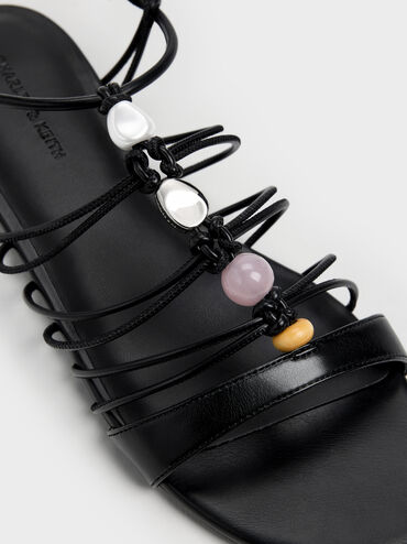 Georgie Bead Strappy Sandals, Black, hi-res