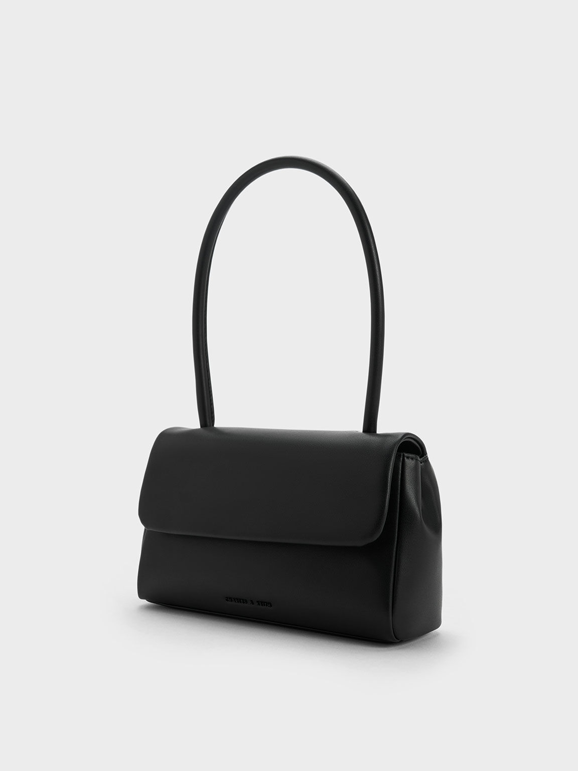 Black Curved Handle Shoulder Bag CHARLES KEITH TH