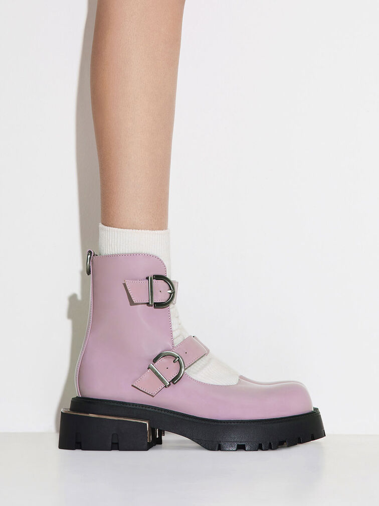 Selma Patent Buckled Chunky Boots, , hi-res
