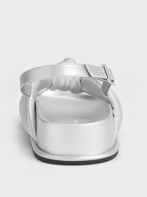 Rosetta Metallic Knotted Puffy Sandals, Silver, hi-res