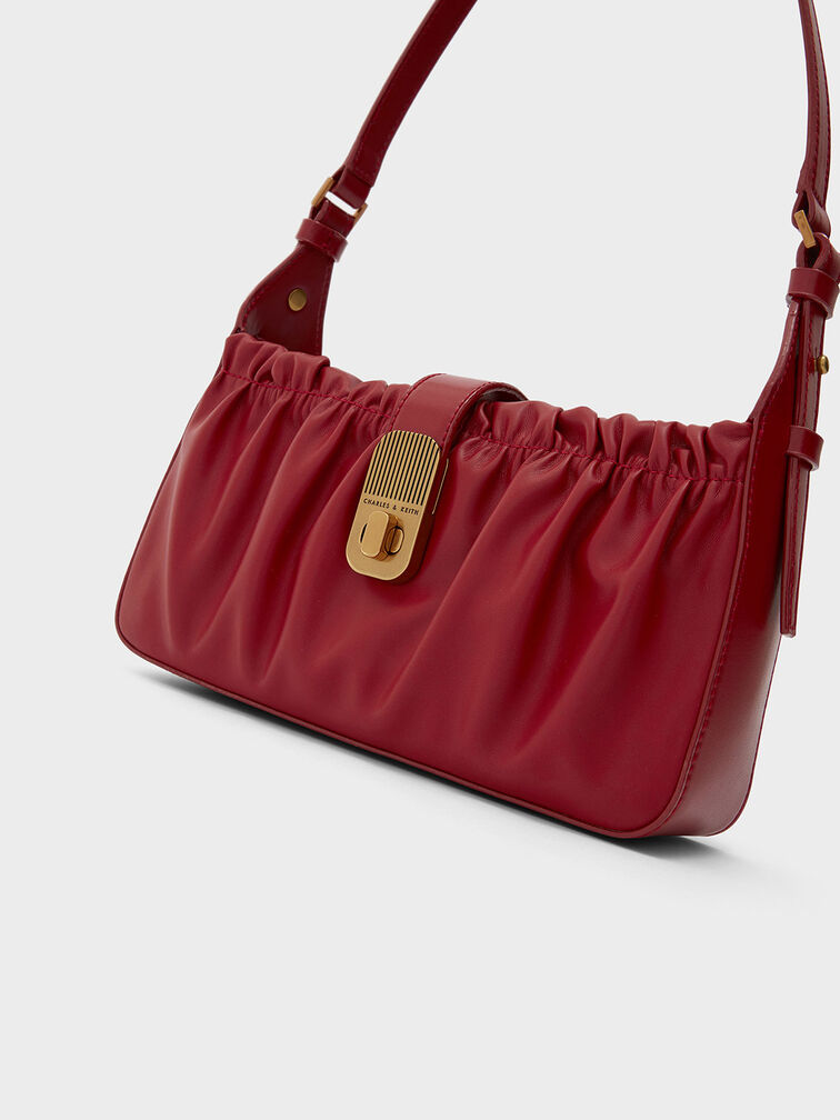 Enya Ruched Turn-Lock Shoulder Bag, , hi-res
