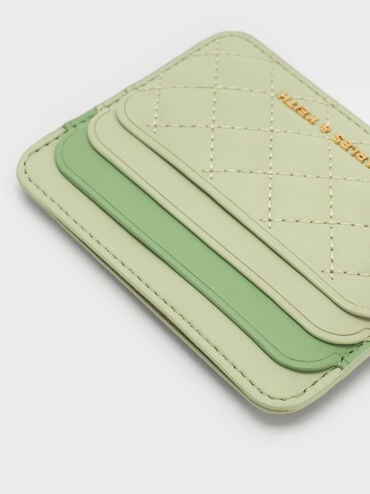 Cleo Two-Tone Quilted Card Holder, Matcha Green, hi-res