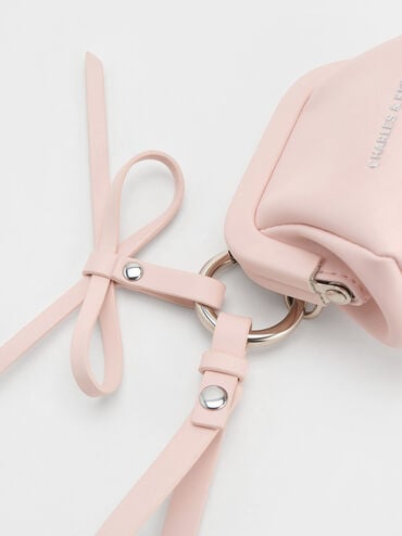 ชาร์มกระเป๋าใบจิ๋วตกแต่งด้วยโบว์, สีซอฟต์พิงค์, hi-res