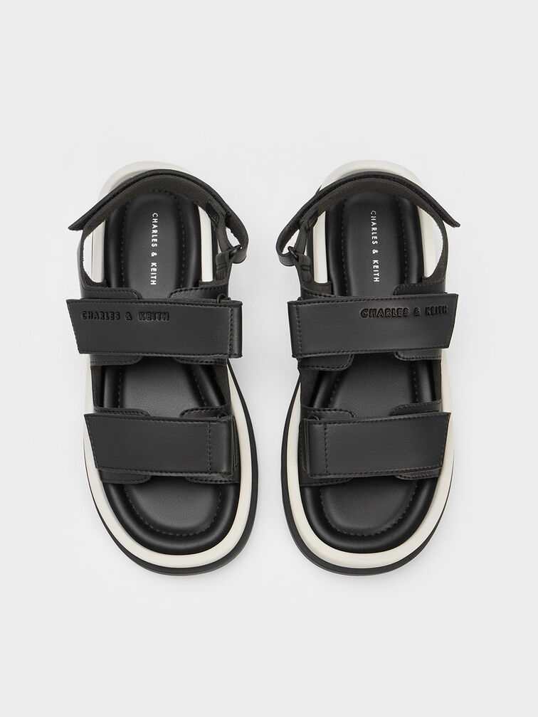 Buckled Sports Sandals, สีดำ, hi-res