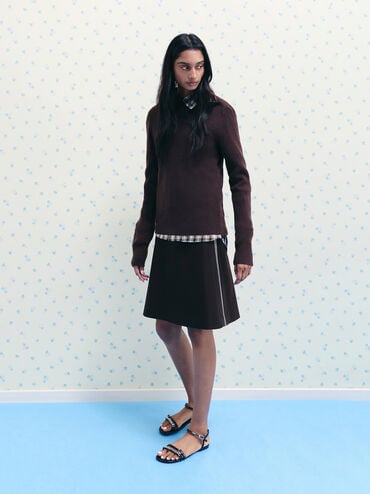 Georgie Chain Ankle-Strap Flats, Black Boxed, hi-res