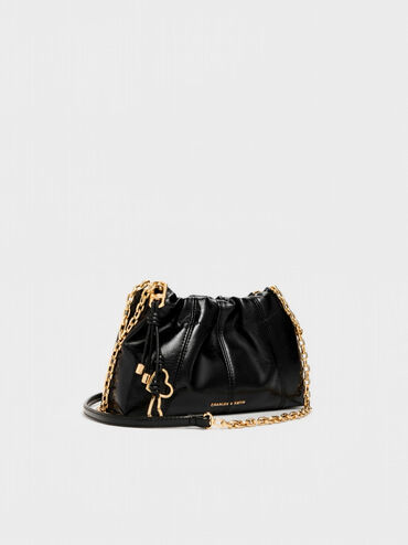 Ciara Ruched Crossbody Bag, Black, hi-res