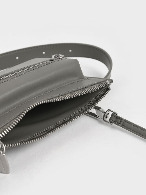 Double Zip Belt Bag, สีเซจกรีน, hi-res