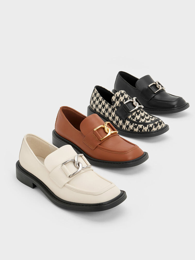 Gabine Leather Houndstooth Loafers, , hi-res