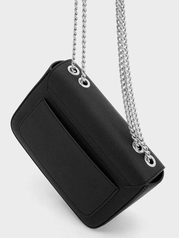 Noir Chain Strap Shoulder Bag - CHARLES & KEITH TH