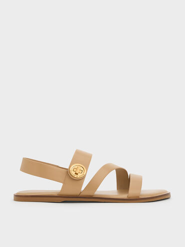 Yara Turn Lock Strappy Sandals, Camel, hi-res