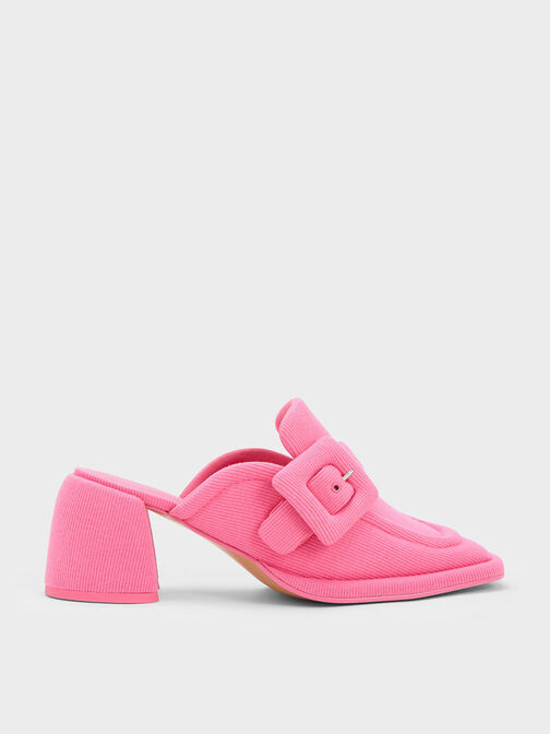 Sinead Woven Buckled Loafer Mules, สีชมพู, hi-res